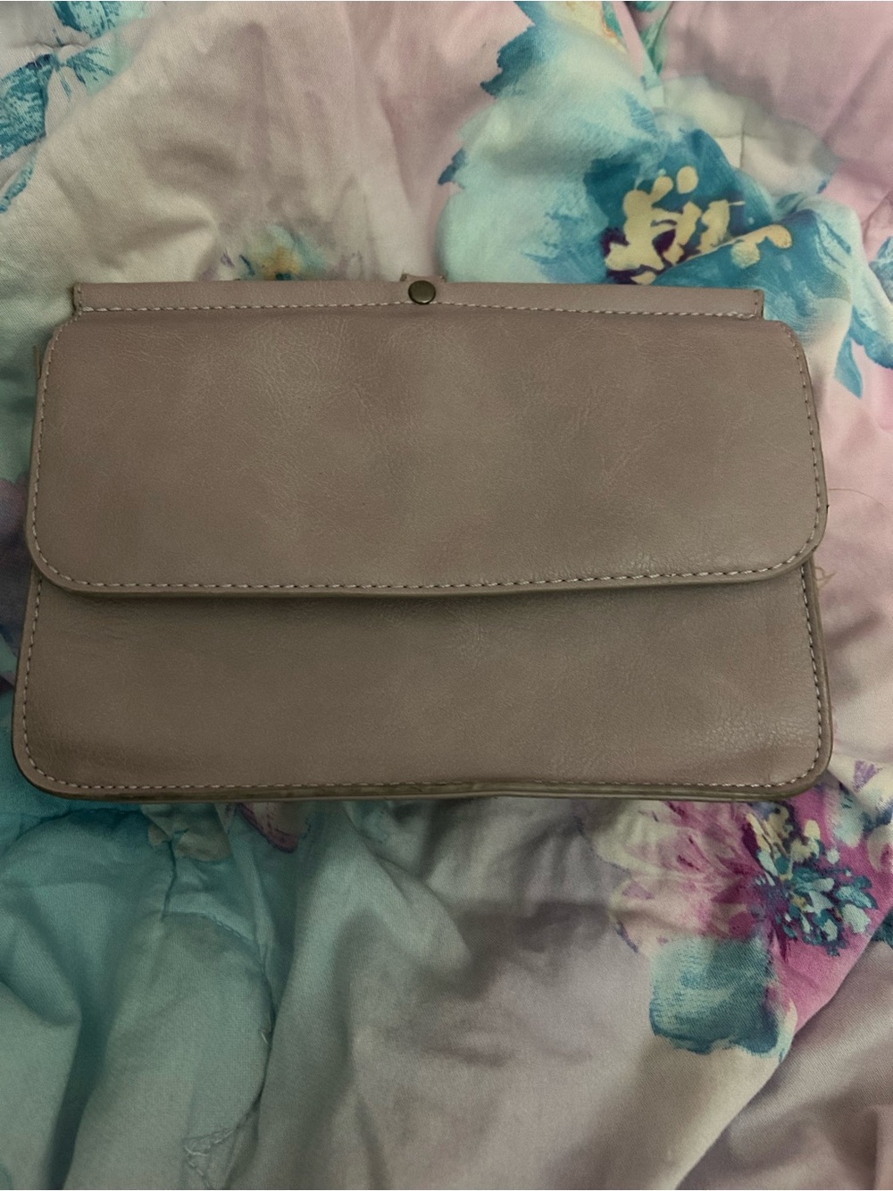 Joy Susan Dusty Mauve Leather Flap Clutch
